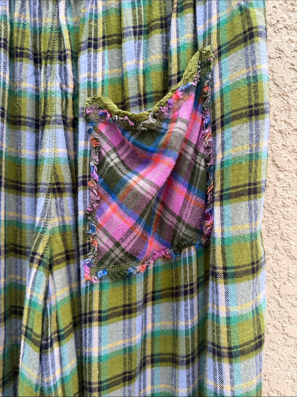 Wide Leg Plaid Lounge Pants - Green Plaid - Picture 5 of 10